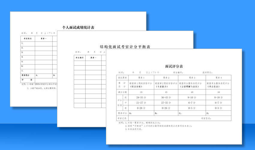 面试命题评分表